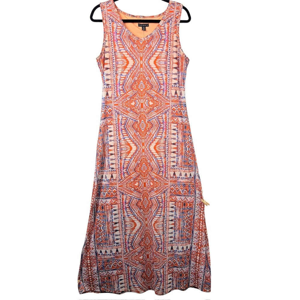 Tribal‎ Sleeveless Maxi Slip Dress Size M Mesh Psychedelic Mandala Bohemian - Picture 2 of 10